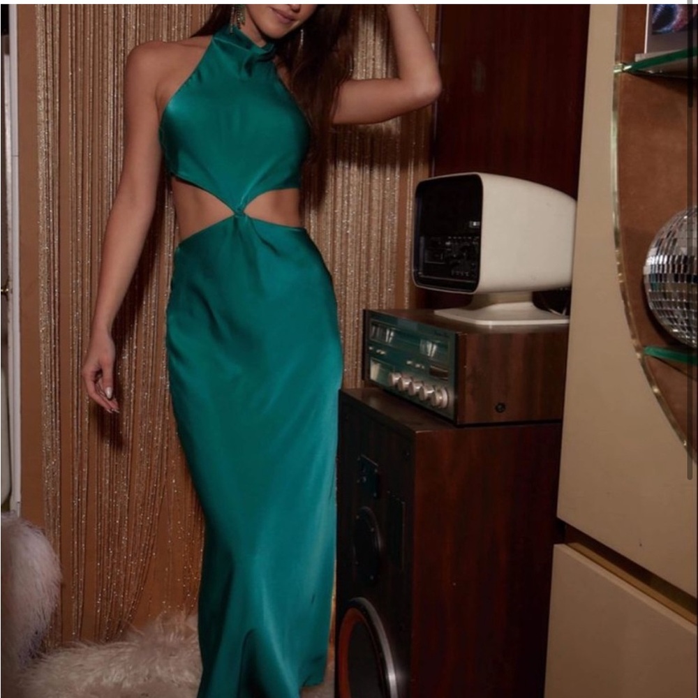12th tribe caye emerald cutout dress